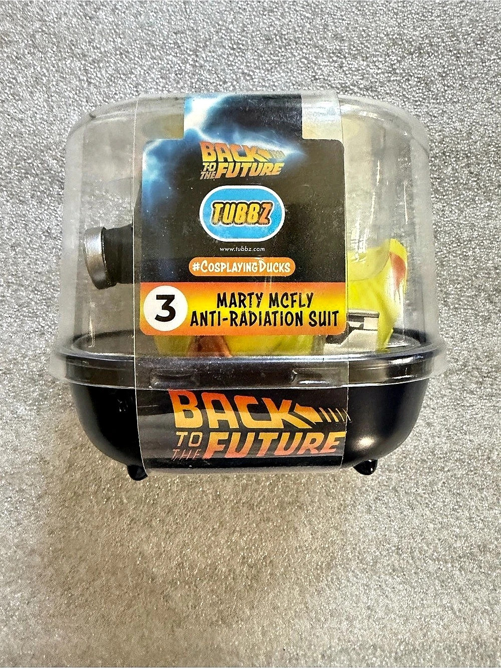Tubbz Marty McFly Anti-Radiation Suit Duck Collectible in Yellow & Black NWT